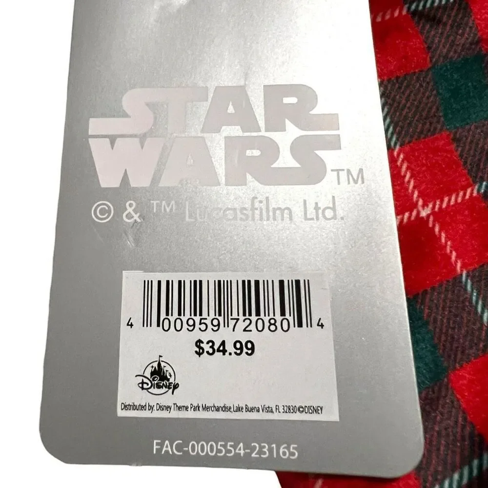 NEW Star Wars Darth Vader & Luke Skywalker Christmas Stocking Plaid Trim Disney